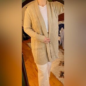A new day, Cream/Beige, Open Front Cardigan, Sweater, Size Small
